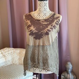 Free People tie dye green tank